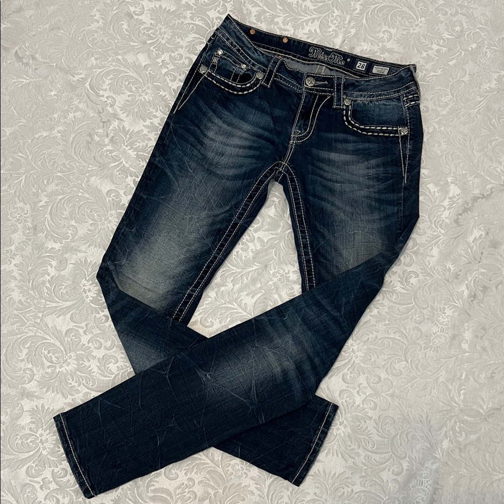 Miss Me Signature-Rise Skinny Medium-Dark Wash Women’s Jeans - Sz 28